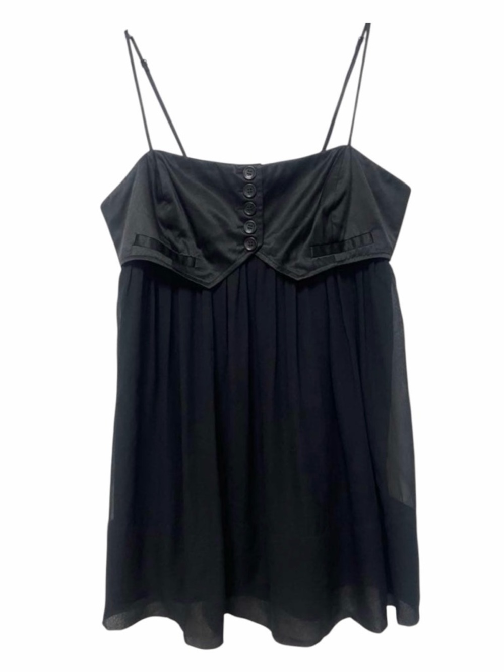 BCBG Maxazria Black Sleeveless Tuxedo Inspired Silk Cami Top Size Small